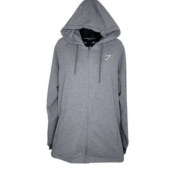 GymShark Men's gray full zip hoodie sweatshirt size Large - Picture 1 of 9